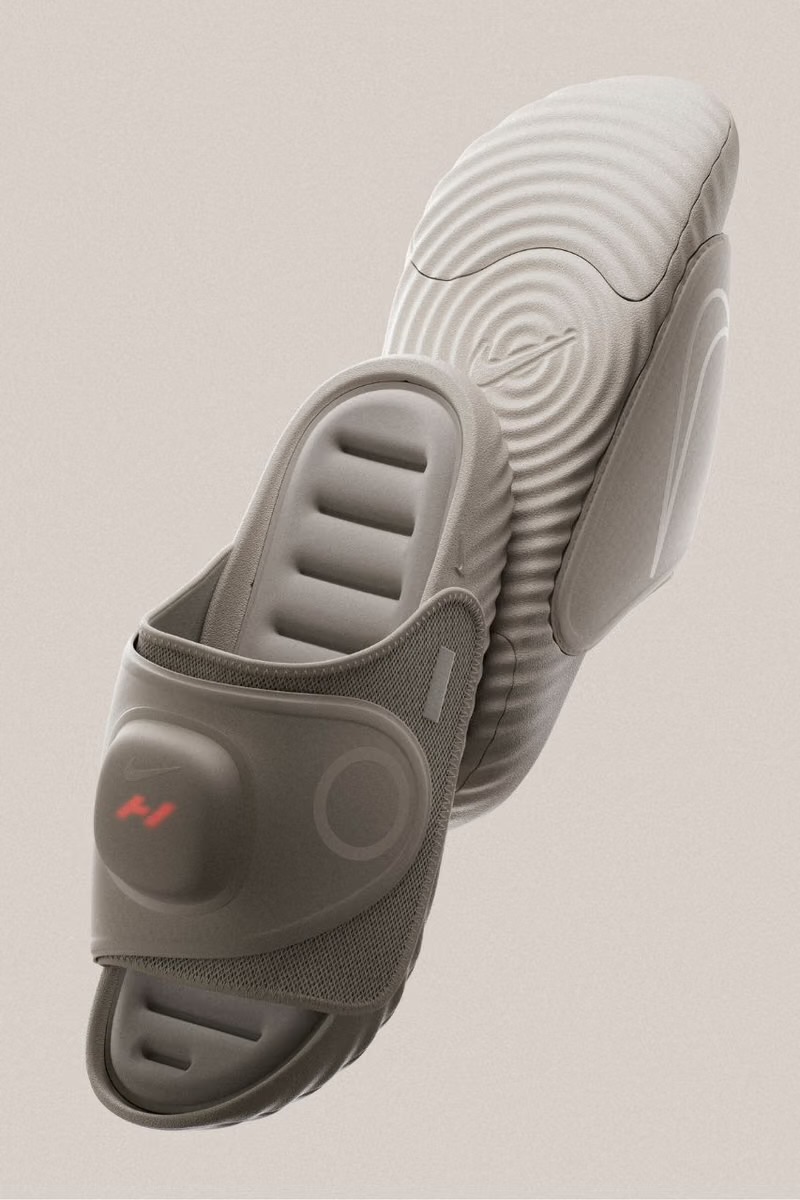 Taupe Hyperslide pair top and bottom views with mesh strap