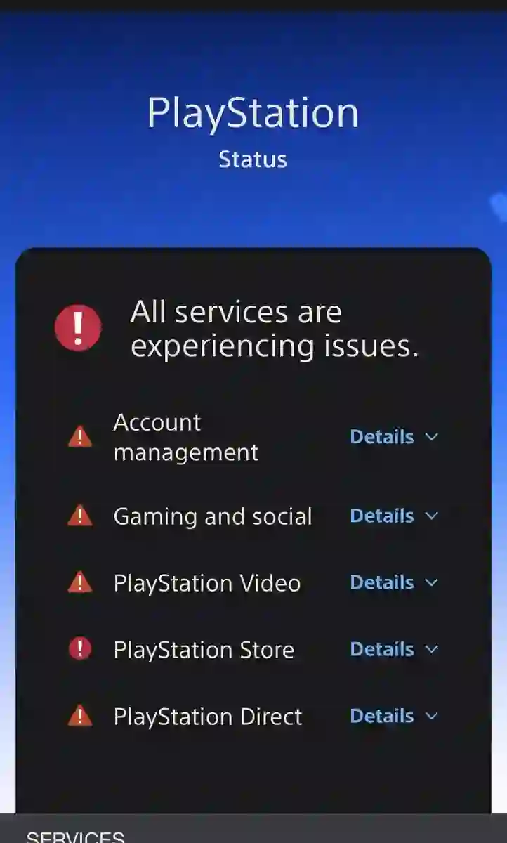 PSN outage screenshot